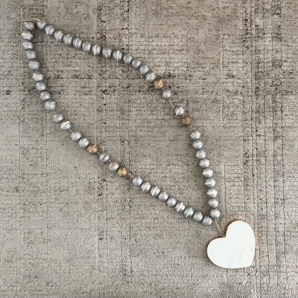 MUD PIE Marble Heart Home Decorative Beads - Silver - Picture 6 of 6